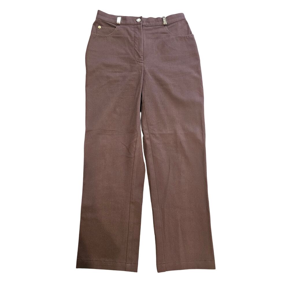 St John sport brown crop trouser slacks dress pant Womens size 2 small gold